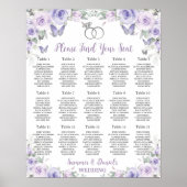 Paarse Lavendel Bloemen Trouwringen Zitting Grafie Poster (Voorkant)