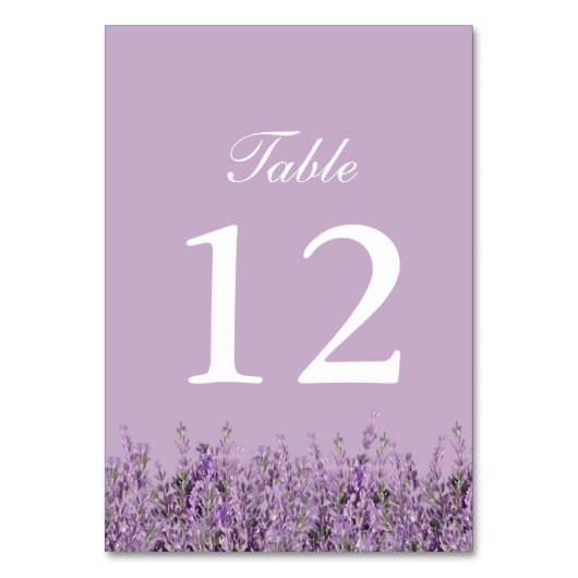 Paarse Lavendel Bloemen Trouwtafel Nummers Kaart (Voorkant)