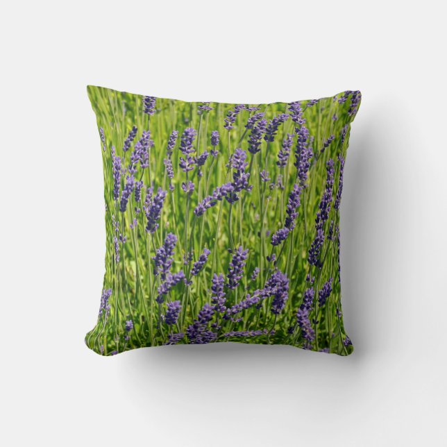 Paarse lavendel bloemen weide kussen (Voorkant)