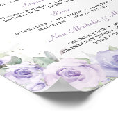 Paarse Lavendel Bloemen Zilver Quinceañera Bar Men Poster (Hoek)