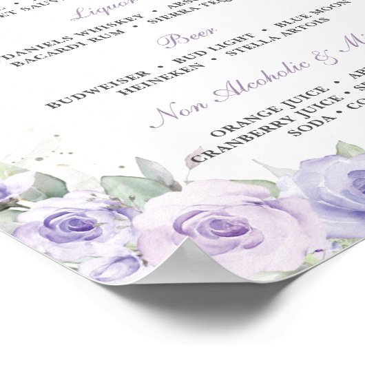 Paarse Lavendel Bloemen Zilver Quinceañera Bar Men Poster (Hoek)