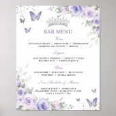 Paarse Lavendel Bloemen Zilver Quinceañera Bar Men Poster (Voorkant)