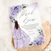 Paarse Lavendel Bloemen Zilver Quinceanera Sweet 1 Bedankkaart