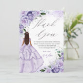 Paarse Lavendel Bloemen Zilver Quinceanera Sweet 1 Bedankkaart (Staand voorkant)