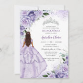 Paarse Lavendel Bloemen Zilver Quinceañera Sweet 1 Kaart (Voorkant)