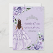 Paarse Lavendel Bloemen Zilver Quinceañera Sweet 1 Kaart (Achterkant)