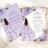 Paarse Lavendel Bloemen Zilver Quinceañera Sweet 1 Kaart