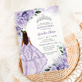 Paarse Lavendel Bloemen Zilver Quinceañera Sweet 1 Kaart