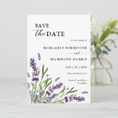 Paarse Lavendel bloemenbruiloft Save the Date Kaart (Staand voorkant)