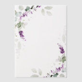 Paarse Lavendel Bloemengroen Vellum Overlay Uitnodigingen (Voorkant)