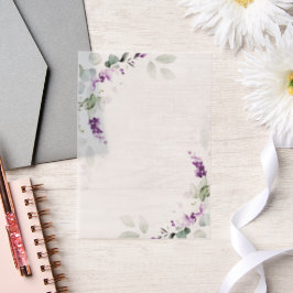 Paarse Lavendel Bloemengroen Vellum Overlay Vellum Uitnodigingen