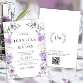 Paarse lavendel bloemenkrans Boho bruiloft Kaart