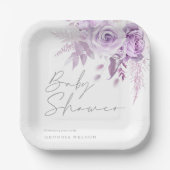 Paarse lavendel bloemenmooi Baby shower Papieren Bordje (Voorkant)