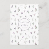 Paarse lavendel bloemenpatroon bruiloft menu kaart (Achterkant)