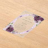 Paarse & Lavendel Bloemenring Bruiloft V2 Acryl Uitnodigingen (Laagn)
