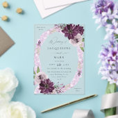 Paarse & Lavendel Bloemenring Bruiloft V2 Acryl Uitnodigingen (Insitu (Huwelijk))