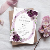 Paarse & Lavendel Bloemenring Bruiloft V2 Kaart