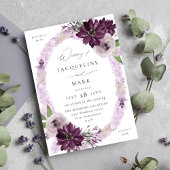 Paarse & Lavendel Bloemenring Bruiloft V2 Kaart