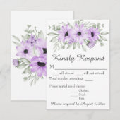 Paarse Lavendel Bloemenscript Huwelijk RSVP Kaart (Voorkant / Achterkant)