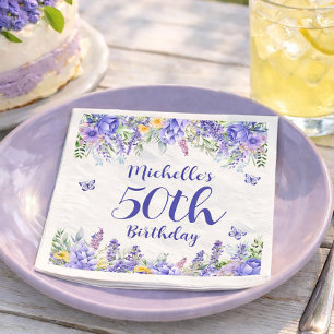 Paarse Lavendel Bloementuin Feest 50e Verjaardag Servet