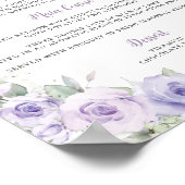 Paarse Lavendel Bloemenvlinder Quinceañera Menu Poster (Hoek)