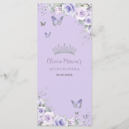 Paarse Lavendel Bloemenvlinders Slim Menu (Achterkant)