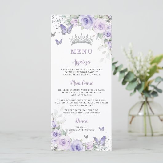 Paarse Lavendel Bloemenvlinders Slim Menu (Staand voorkant)