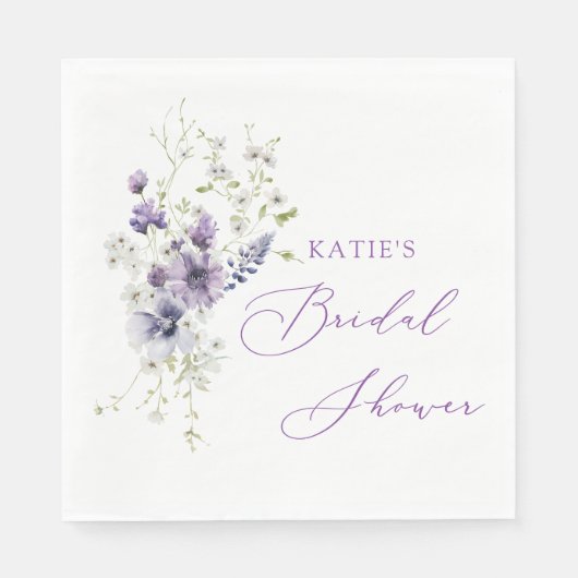 Paarse + Lavendel bloemetjesfeestservetten Servet (Voorkant)