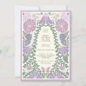 Paarse lavendel bloemige babyshower uitnodiging (Voorkant)