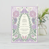 Paarse lavendel bloemige babyshower uitnodiging (Staand voorkant)