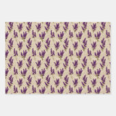 Paarse Lavendel Bloemige Botanische Strepen Verjaa Inpakpapier Vel (Voorkant 3)