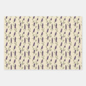 Paarse Lavendel Bloemige Botanische Strepen Verjaa Inpakpapier Vel (Voorkant 2)