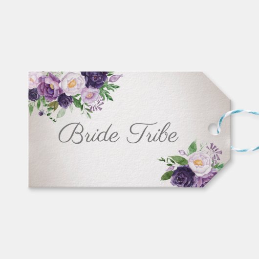 Paarse lavendel bloemige bruid stam cadeaulabel (Voorkant (Horizontaal))