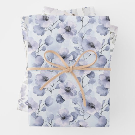 Paarse lavendel bloemige bruidsdouche inpakpapier vel (In situ)