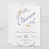 Paarse lavendel bloemige bruidsdouche kaart (Voorkant)