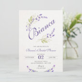 Paarse lavendel bloemige bruidsdouche kaart (Staand voorkant)