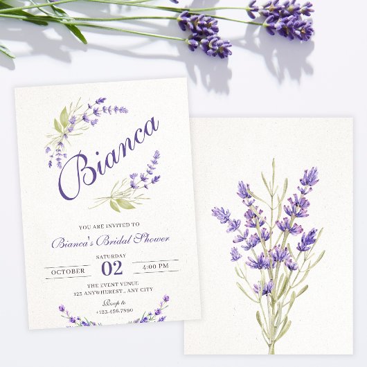 Paarse lavendel bloemige bruidsdouche kaart