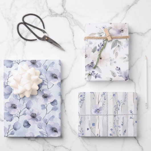 Paarse Lavendel Bloemige Bruiloft Feest Inpakpapier Vel (Voorkant)