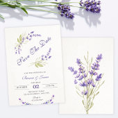 Paarse lavendel bloemige bruiloft save the date