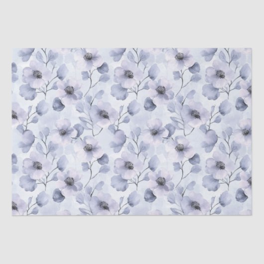 Paarse lavendel bloemige bruiloftsontvangst tissuepapier (Voorkant)