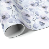 Paarse Lavendel Bloemige Bruiloftsreceptie Cadeaupapier (Rol Hoek)