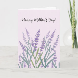 Paarse Lavendel Bloemige Gelukkige Moederdag Kaart