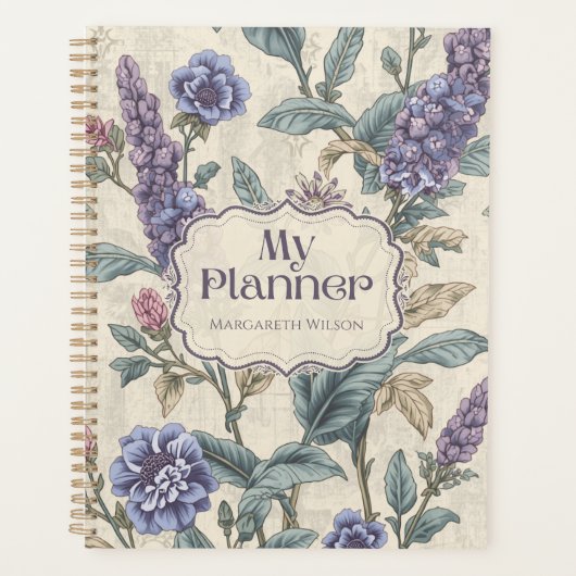 Paarse Lavendel Bloemige Planner Student Schrijfbl (Voorkant)