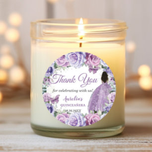 Paarse Lavendel Bloemige Quinceañera Bruine Prinse Ronde Sticker