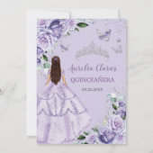 Paarse lavendel bloemige zilver Quinceanera Sweet Kaart (Achterkant)