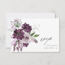 Paarse & Lavendel Bloemkaart met maaltijd RSVP