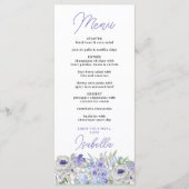Paarse lavendel bloemrijke rand diner menu (Voorkant)
