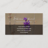 Paarse lavendel blossom grijze rechthoek monogram visitekaartje (Achterkant)
