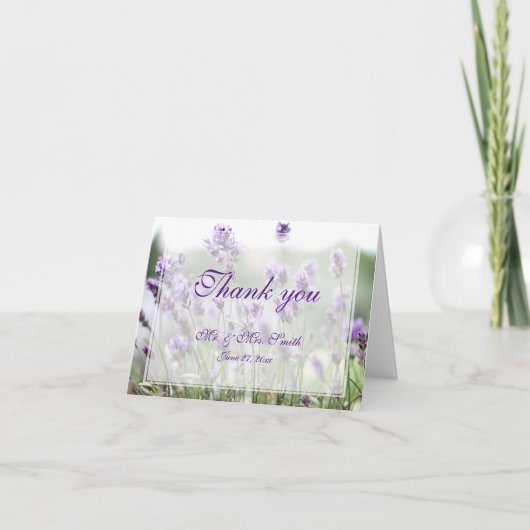 Paarse Lavendel Boheemse Trouw Dank Je Kaarten (Voorkant)