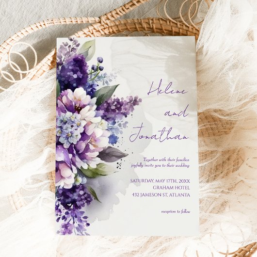 Paarse Lavendel Boho Rustieke Bloemen Elegante Huw Kaart